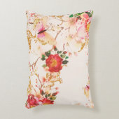 水彩開花フローラブッテフライ赤面グリッター アクセントクッション (正面(垂直))