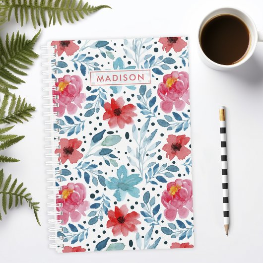 水彩開花フローラルパターパーソナライズされたン プランナー手帳