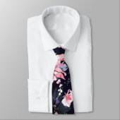 水彩開花大判フローラルパターン ネクタイ (タイ)