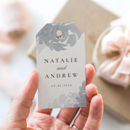 水彩開花結婚のカップルの好意 ギフトタグ