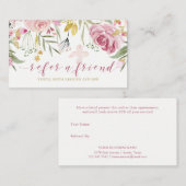 水彩開花|ピンクと金ゴールドのフローラ紹介 紹介カード (正面/裏面)