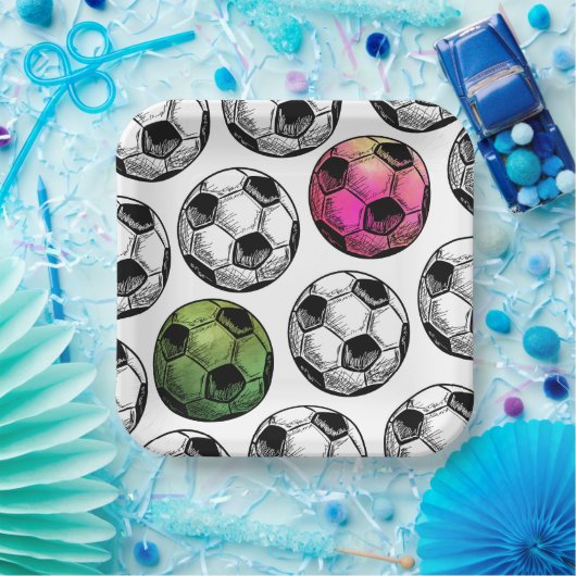 水彩関節サッカーパーティープレート ペーパープレート (パーティー)
