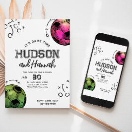 水彩関節サッカー誕生日招待状 招待状