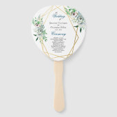 水彩防保フローラ幾何結婚式の儀式 ハンドファン (正面)