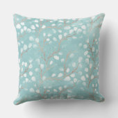 水彩降雪パターンティール(緑がかった色)/銅ID726 クッション (裏面)