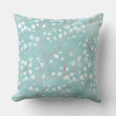 水彩降雪パターンティール(緑がかった色)/銅ID726 クッション (正面)