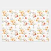 水彩陽花の花柄パターン ラッピングペーパーシート (正面3)