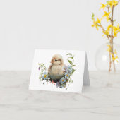 水彩雛と白い花空白の カード (黄色い花)