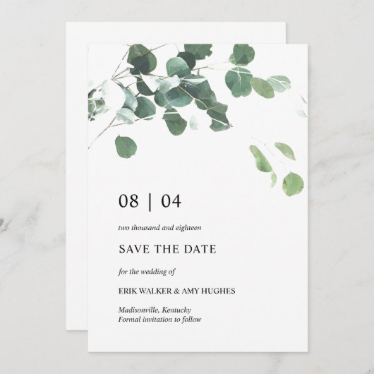 水彩離れの結婚式の日付を保存 セーブザデート (正面/裏面)