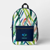 水彩離れモダンモノグラム プリントバックパック (正面)