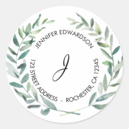 水彩離れモノグラム差出人住所 ラウンドシール