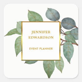 水彩離れ植物プロフェッショナルラベル スクエアシール