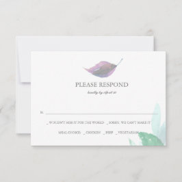 水彩離れ植物結婚RSVPカード ノートカード