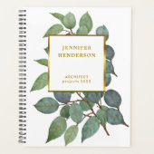 水彩離れ白エレガント金ゴールドプロフェッショナル プランナー手帳 (正面)