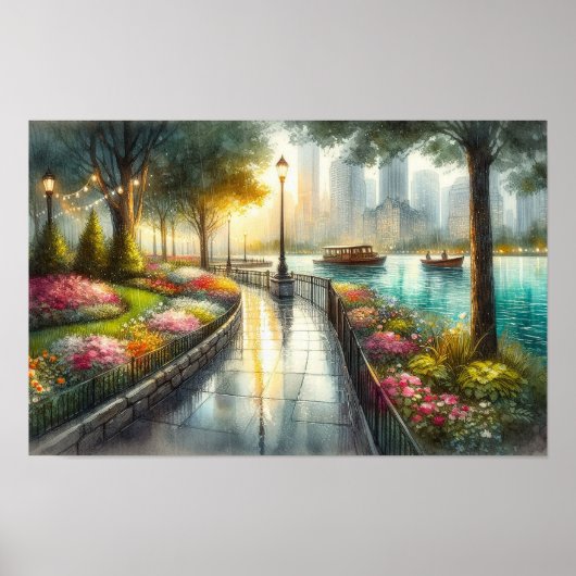 水彩雨公園シーン ポスター (正面)