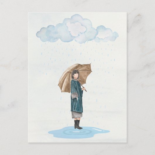 水彩雨女 シーズンポストカード (正面)