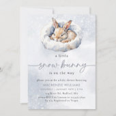 水彩雪うさぎベイビーシャワー 招待状 (正面)