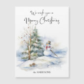 水彩雪だるまとメリークリスマスグリーティング (正面)