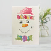 水彩雪だるまのホリデーカード シーズンカード (スタンド正面)