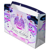 水彩雪だるまをテーマ ラージペーパーバッグ (裏面アングル)