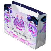 水彩雪だるまをテーマ ラージペーパーバッグ (正面アングル)