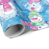 水彩雪だるまイラストレーションクリスマス ラッピングペーパー (ロールコーナー)