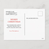 水彩雪だるまウサギとトナカイのクリスマス シーズンポストカード (裏面)