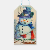 水彩雪だるまギフトラベル ギフトタグ (正面)