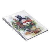 水彩雪だるまクリスマスツリー新年の冬 ノートブック (右側)