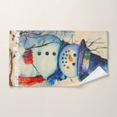 水彩雪だるまハンドタオル ハンドタオル (ハンドタオル)