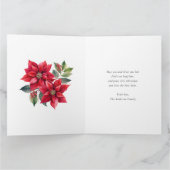 水彩雪だるまポインセティアメリークリスマス カード (内部)