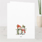 水彩雪だるまポインセティアメリークリスマス カード (裏面)