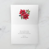 水彩雪だるまポインセティアメリークリスマス シーズンカード (内部)