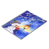 水彩雪だるまメリークリスマスニューイヤー夜 ノートブック (左側)