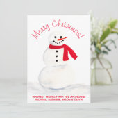 水彩雪だるまメリークリスマスフォトバック シーズンカード (スタンド正面)