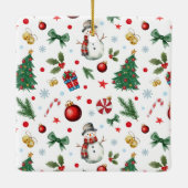 水彩雪だるまワンフォトフェスティバルクリスマス セラミックオーナメント (裏面)