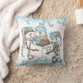 水彩雪だるま両面クリスマスピロー クッション (ブランケット)