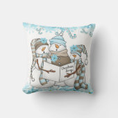 水彩雪だるま両面クリスマスピロー クッション (正面)