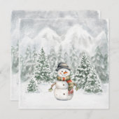 水彩雪だるま冬林クリスマス シーズンカード (正面/裏面)