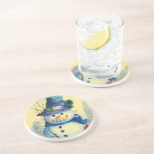 水彩雪だるま砂岩コースター コースター (側面)