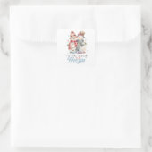 水彩雪だるま スクエアシール (バッグ)