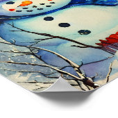 水彩雪だるま ポスター (角)