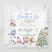 水彩雪だるま メリークリスマス ベイビー インビテーション (正面)