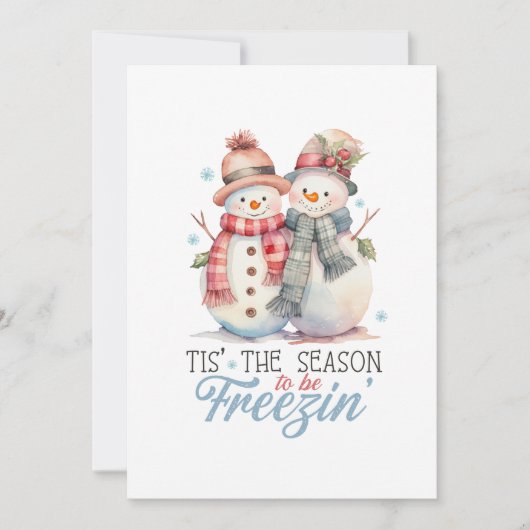 水彩雪だるま 招待状 (正面)