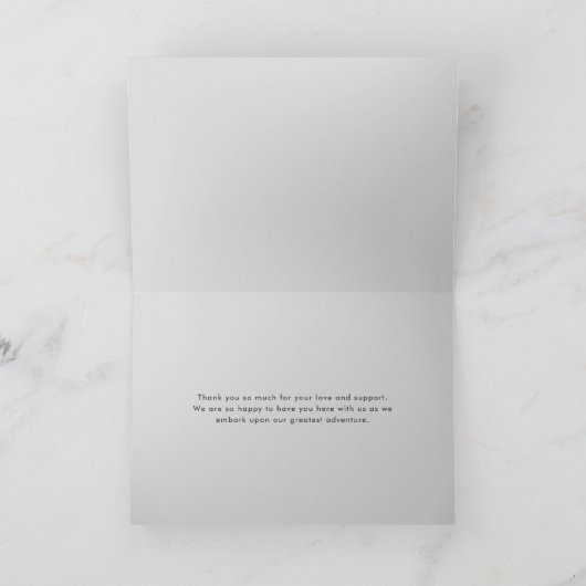 水彩雪に覆われた冬の森の林結婚地 サンキューカード (内部)