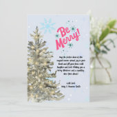 水彩雪のクリスマスツリー冬のシーン シーズンカード (スタンド正面)