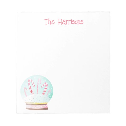 水彩雪のグローブクリスマスメモ帳 ノートパッド (正面)