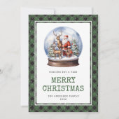 水彩雪のグローブサンタメリークリスマスカード シーズンカード (正面)