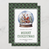 水彩雪のグローブサンタメリークリスマスカード シーズンカード (正面/裏面)