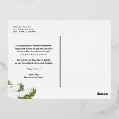 水彩雪のピンコーン写真メリークリスマス 箔シーズンポストカード (裏面)